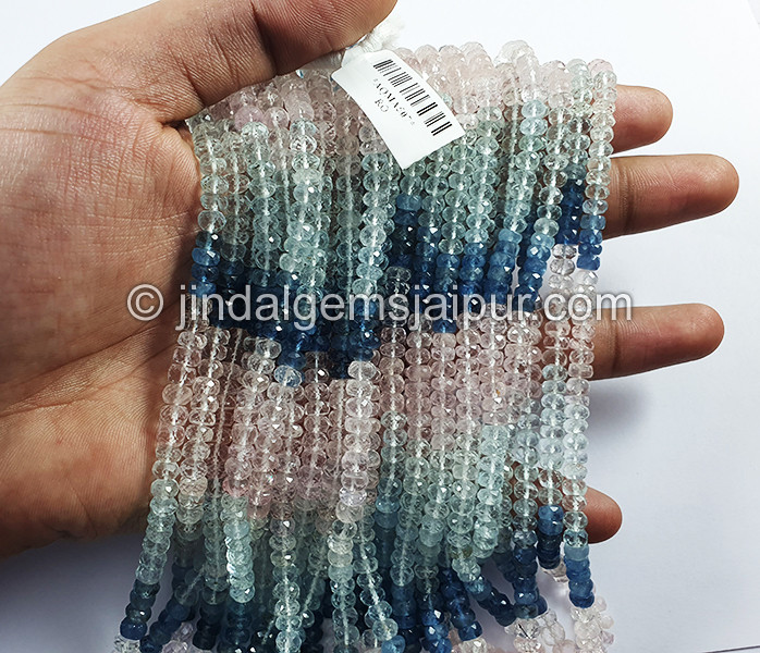 Multi Aquamarine Faceted Roundelle Shape Medium Beads