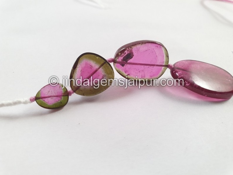 Watermelon Tourmaline Smooth Slices Beads