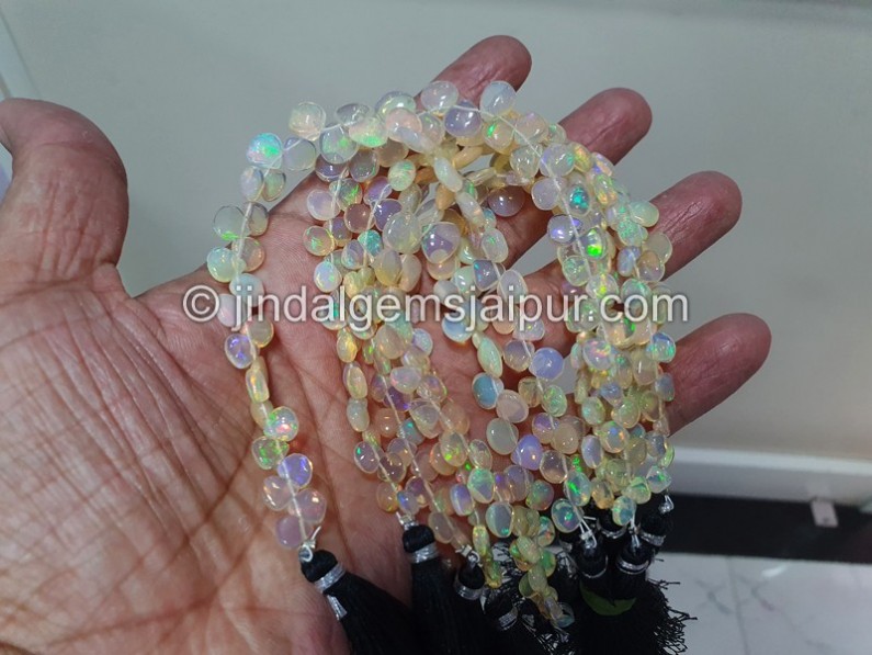 Yellow Ethiopian Opal Smooth Heart Beads