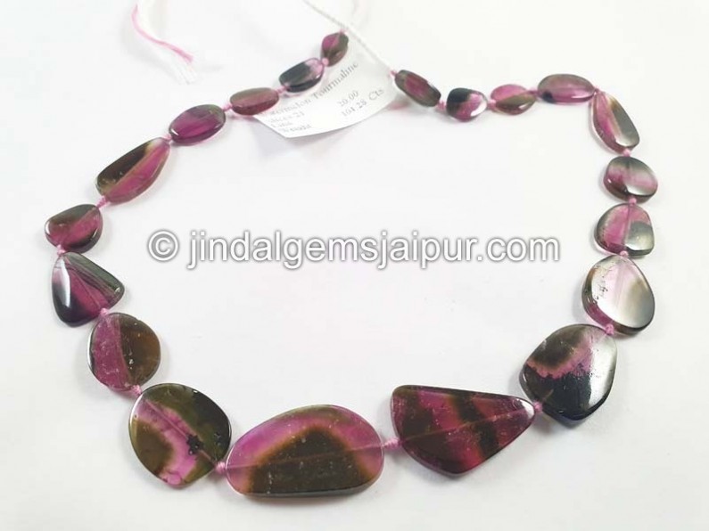 Watermelon Tourmaline Smooth Slices Beads