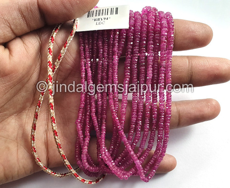 Ruby Mozambique Faceted Roundelle Shape Beads