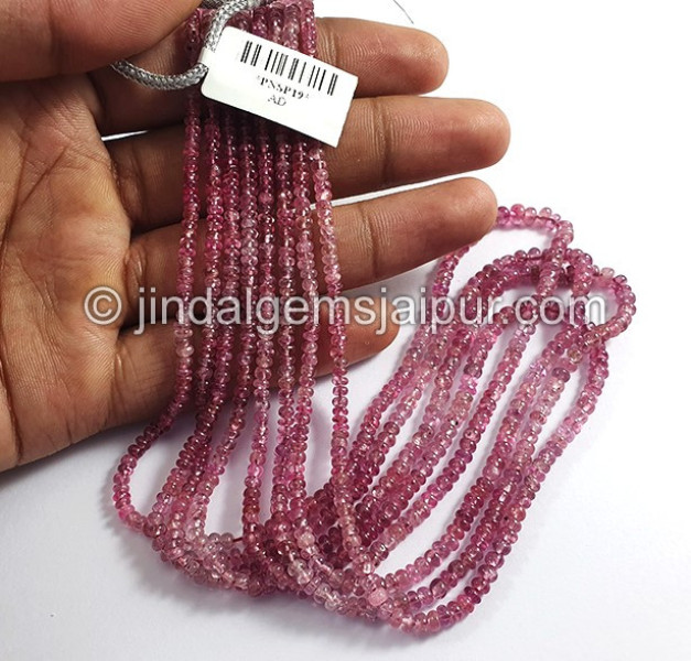 Pink Spinel Shaded Smooth Roundelle Shape Beads