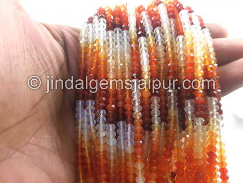 Fire Opal Faceted Roundelle Shape Beads