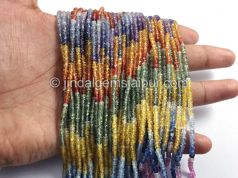 Multi Sapphire Faceted Roundelle Shape Beads