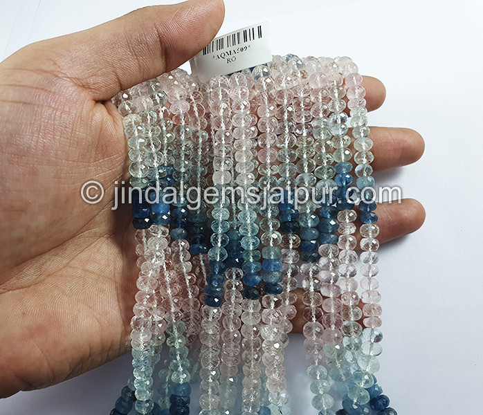 Multi Aquamarine Faceted Roundelle Shape Big Beads