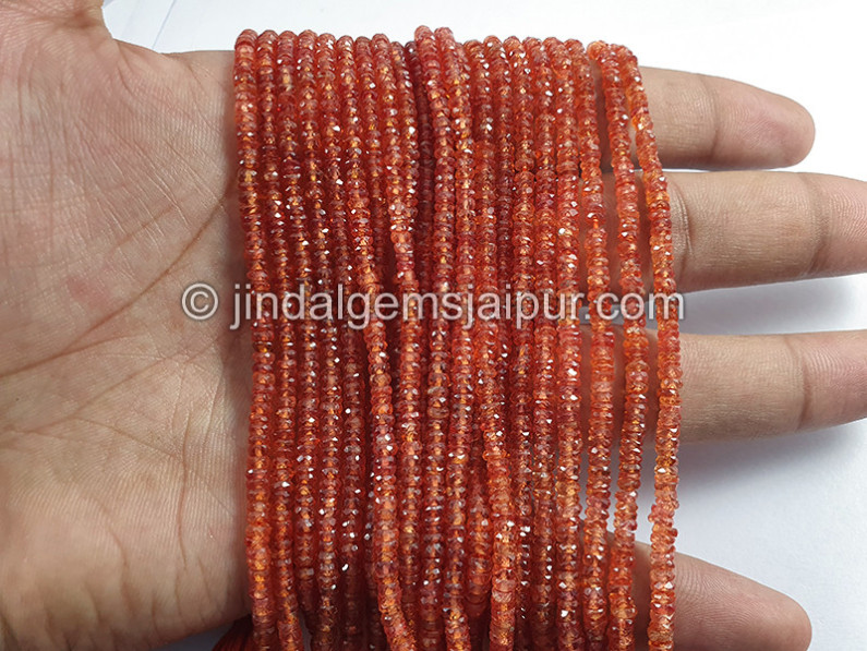 Orange Sapphire Faceted Tyre Shape Beads