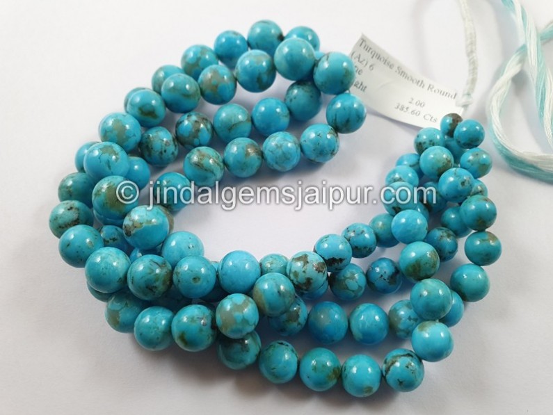 Sleeping Beauty Turquoise Far Smooth Round Beads