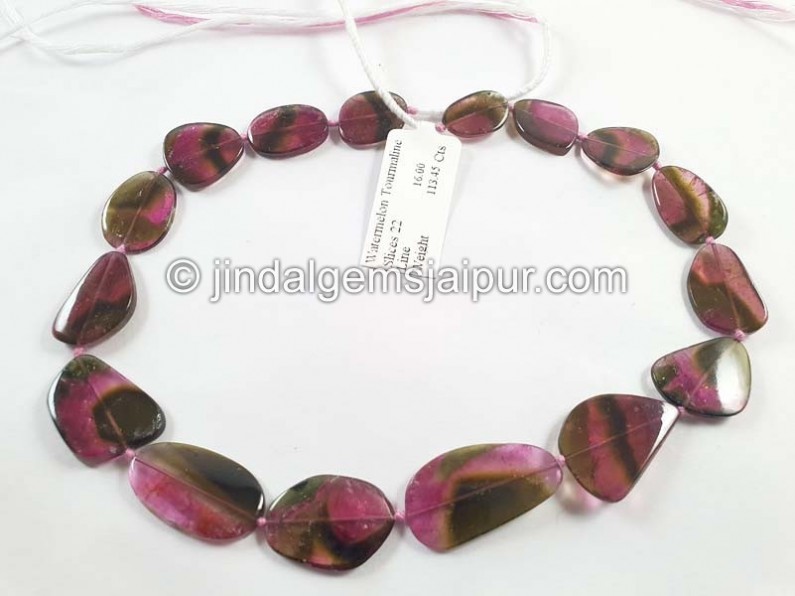 Watermelon Tourmaline Smooth Slices Beads