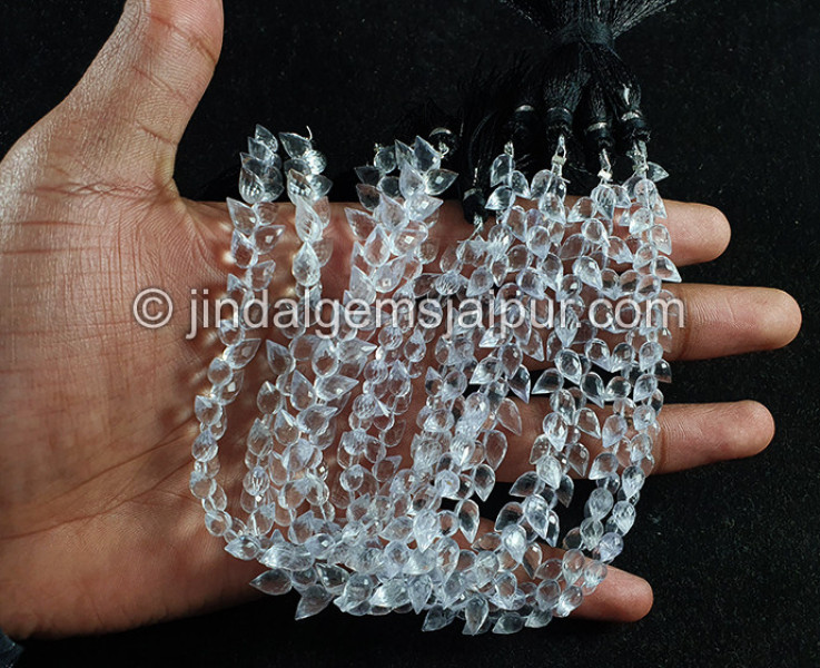 Crystal Quartz Faceted Fancy Drops Shape Small Beads