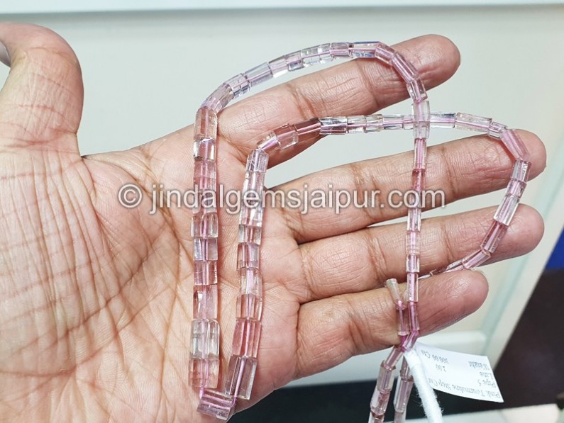 Pink Tourmaline Shaded Step Cut Cylinder Beads