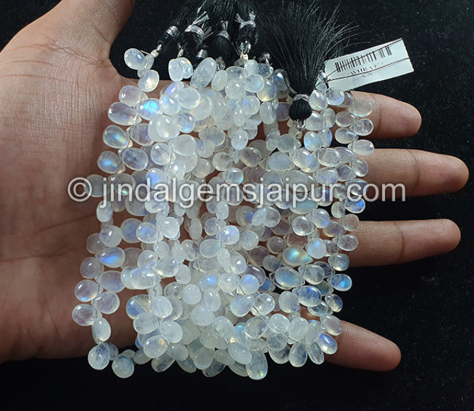 White Rainbow Smooth Pear Shape Beads