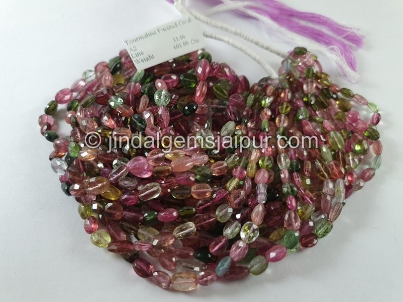 Tourmaline Faceted Oval Beads