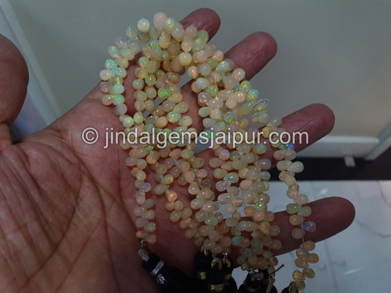 Yellow Ethiopian Opal Smooth Drops Beads