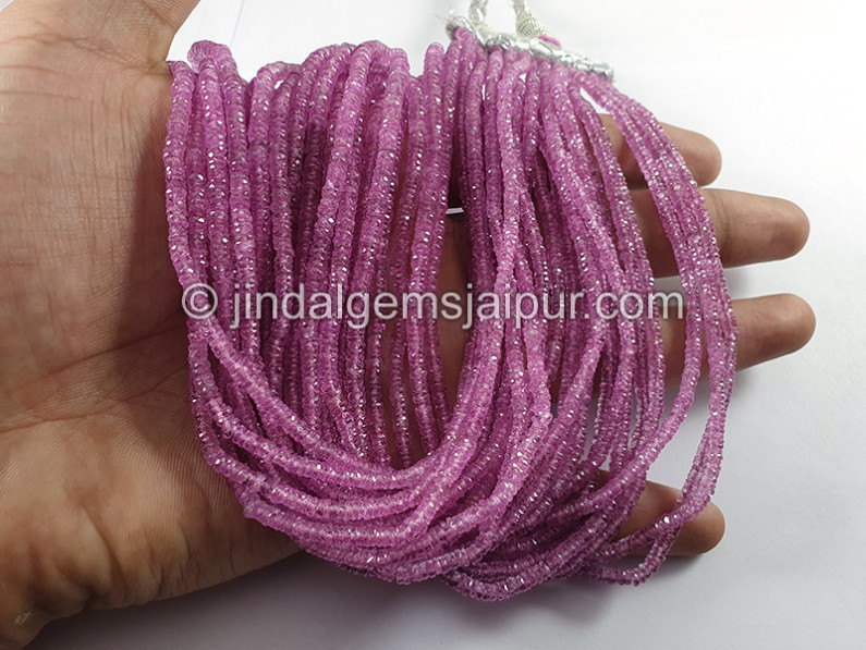 Pink Sapphire Faceted Roundelle Shape Beads