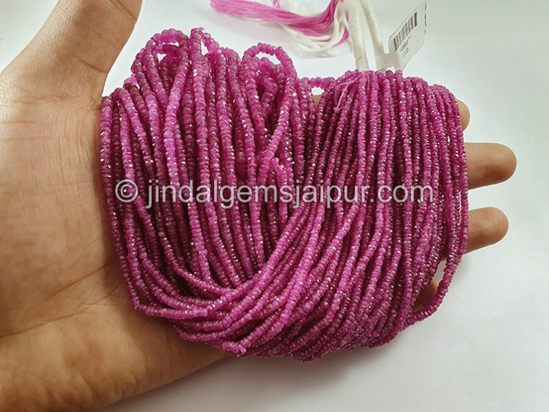 Pink Sapphire Faceted Roundelle Shape Beads