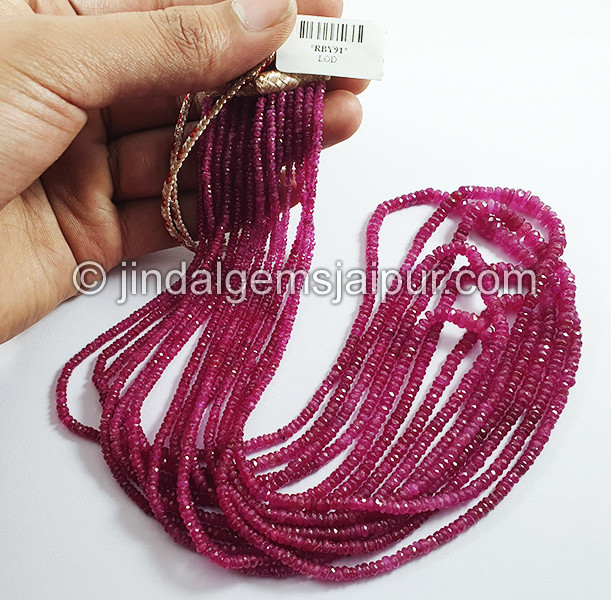 Ruby Mozambique Faceted Roundelle Shape Beads