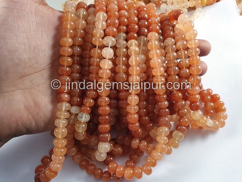Orange Aventurine Smooth Roundelle Shape Big Beads