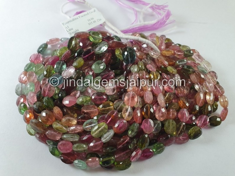 Tourmaline Faceted Oval Beads