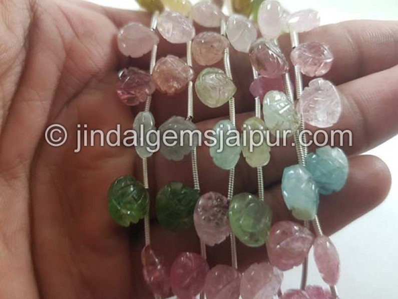 Afghan Tourmaline Carved Heart Beads