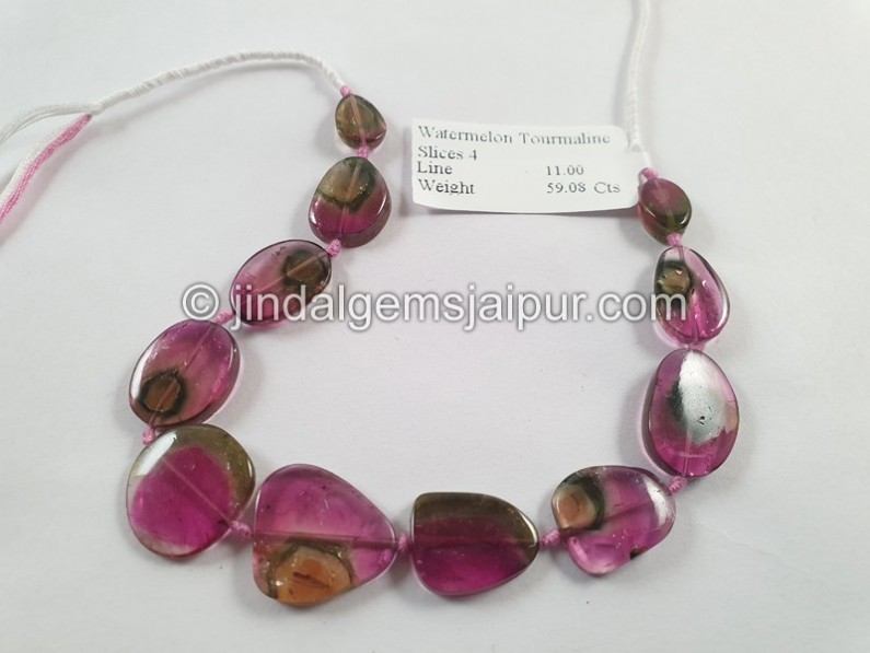 Watermelon Tourmaline Smooth Slices Beads