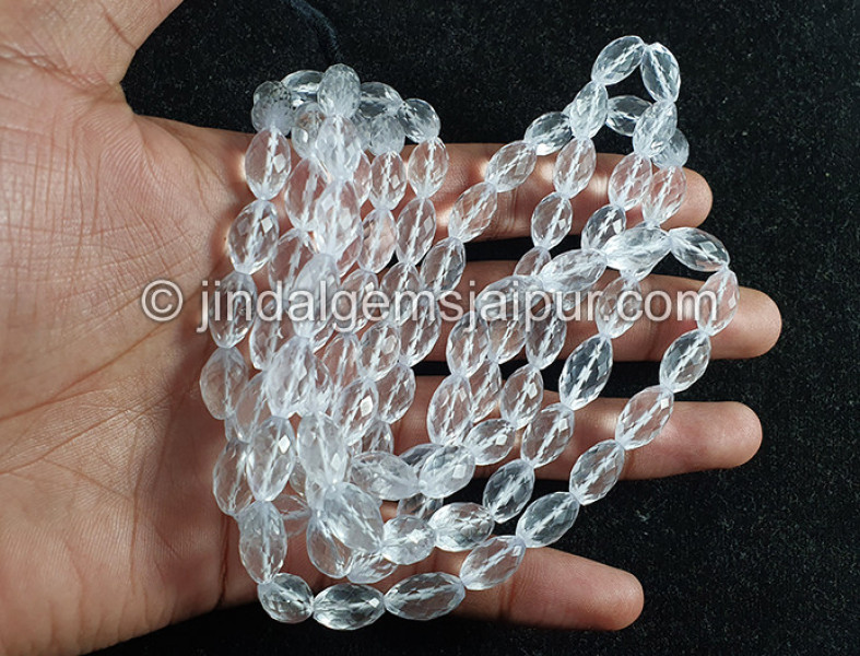 Crystal Quartz Faceted Barrel Shape Small Beads