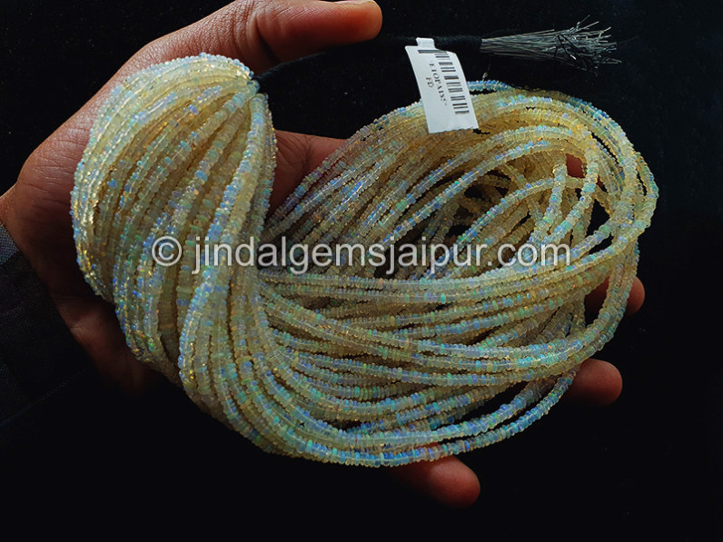 White Ethiopian Opal Smooth Roundelle Shape Beads