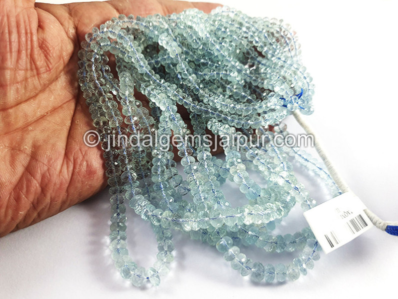 Aquamarine Faceted Roundelle Shape Beads