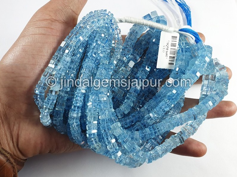 Aquamarine Step Cut Bolt Shape Beads