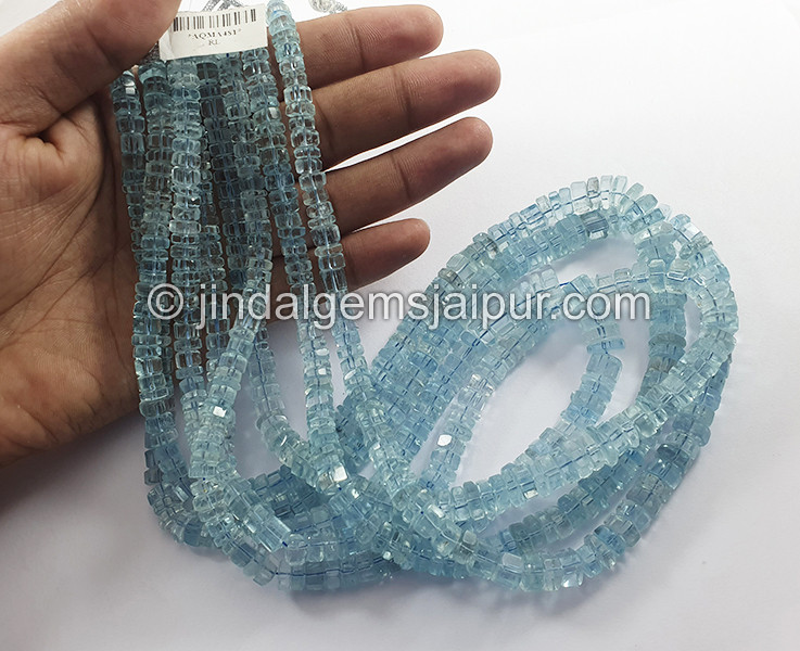 Aquamarine Step Cut Bolt Shape Beads