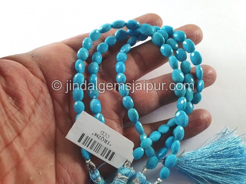 Turquoise Arizona Faceted Oval Shape Beads