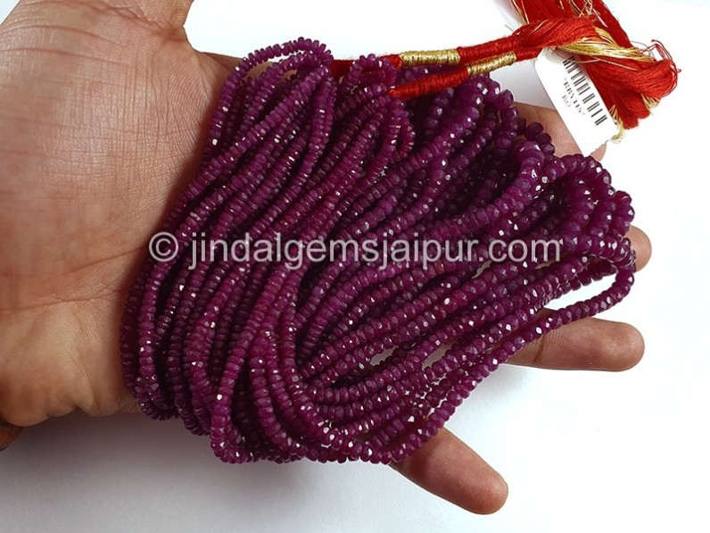 Ruby Natural Faceted Roundelle Shape Beads