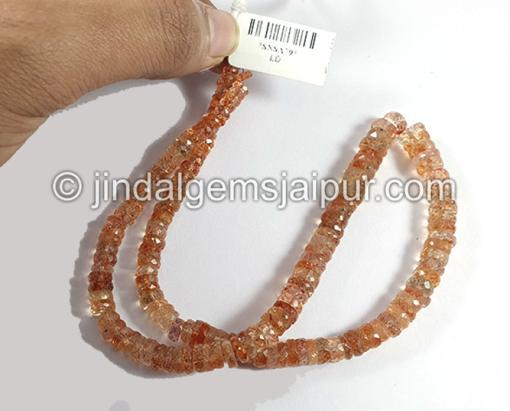 Sunstone Faceted Tyre Shape Beads
