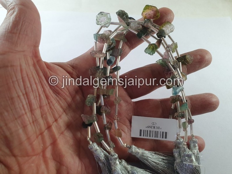 Tourmaline Pipe Rough Chips Beads
