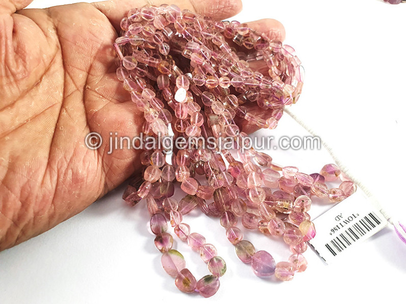 Bi Color Tourmaline Flat Oval Shape Beads