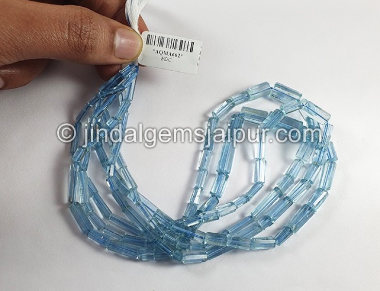 Aquamarine Step Cut Pipe Shape Beads