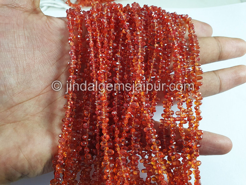 Red Sapphire Faceted Drops Shape Beads