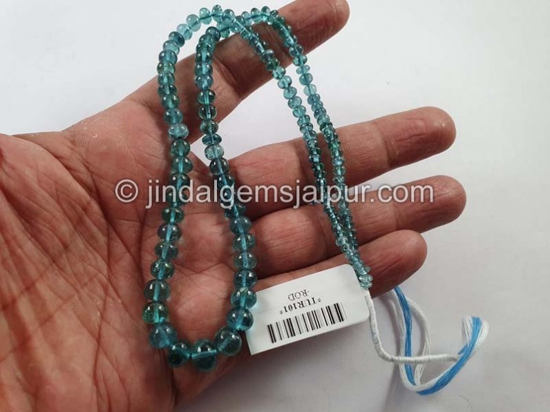 Blue Tourmaline Smooth Roundelle Beads