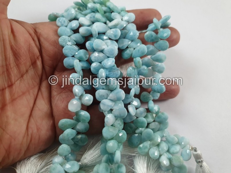 Larimar Faceted Pear Beads