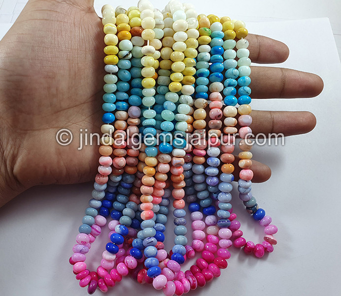 Multi Opal Dyed Smooth Roundelle Shape Beads