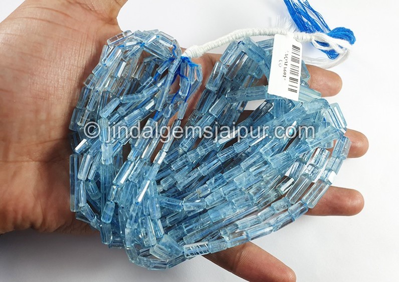Aquamarine Step Cut Pipe Shape Beads
