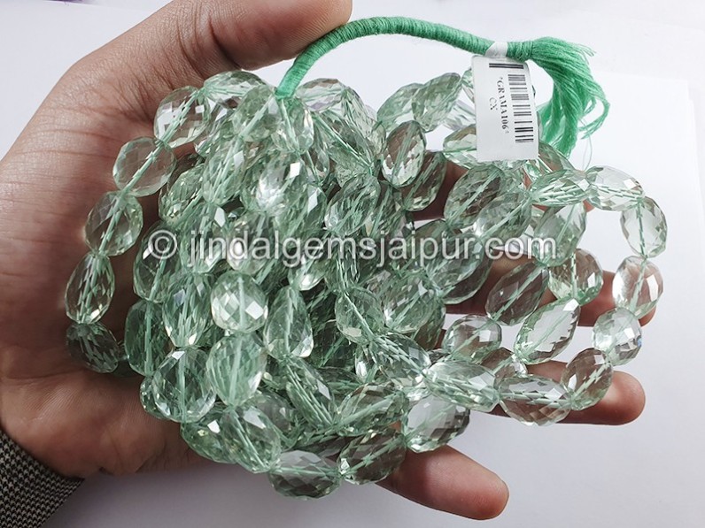 Green Amethyst Faceted Nuggets Shape Beads