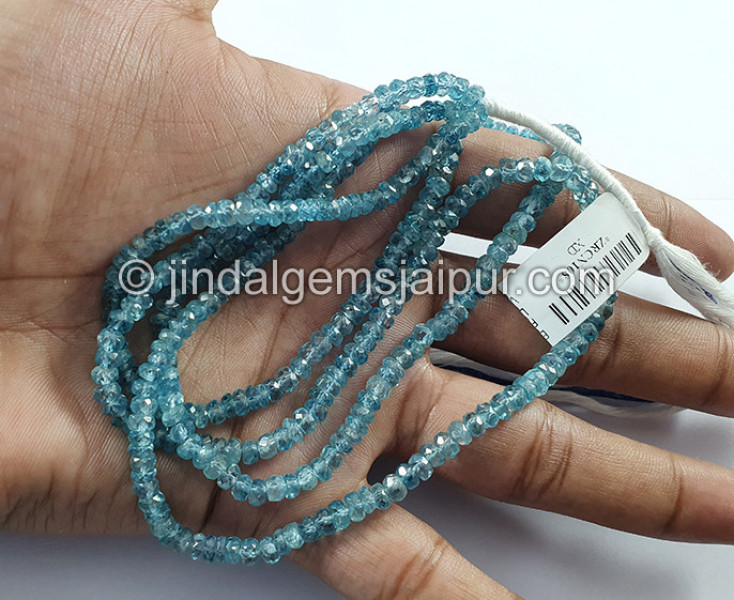 Blue Zircon Faceted Roundelle Shape Beads