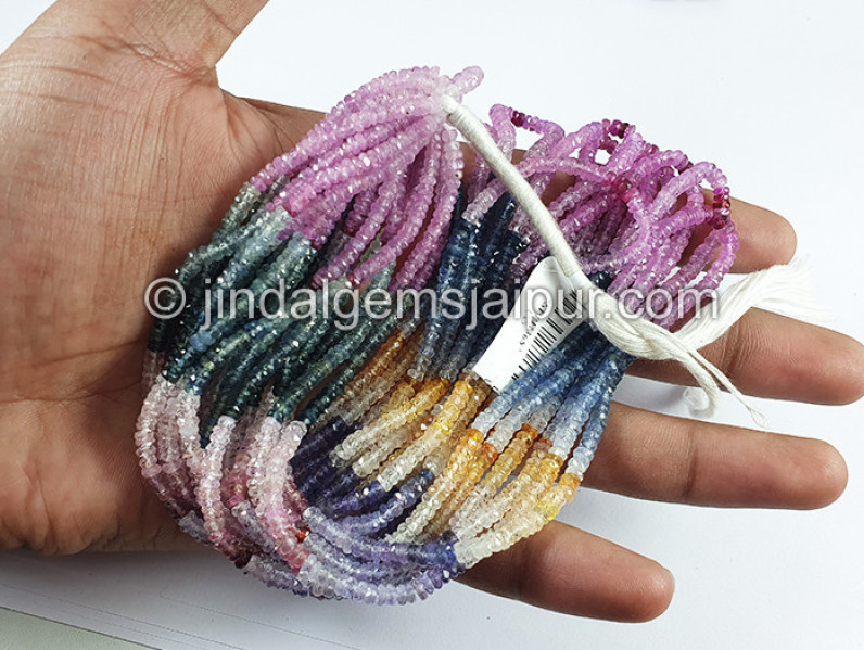 Multi Sapphire Faceted Roundelle Shape Beads