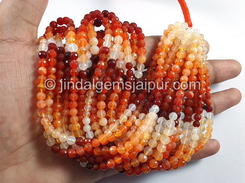 Fire Opal Faceted Round Balls Shape Medium Beads