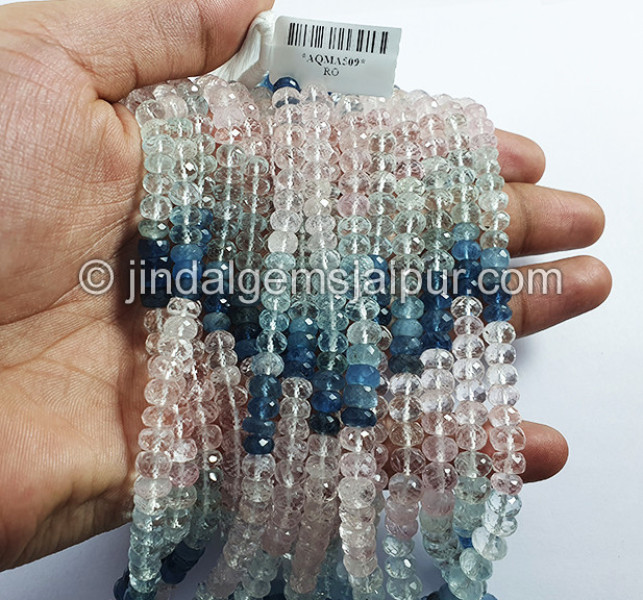Multi Aquamarine Faceted Roundelle Shape Big Beads