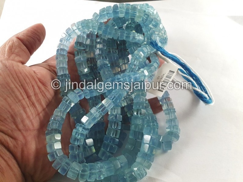 Aquamarine Step Cut Bolt Beads