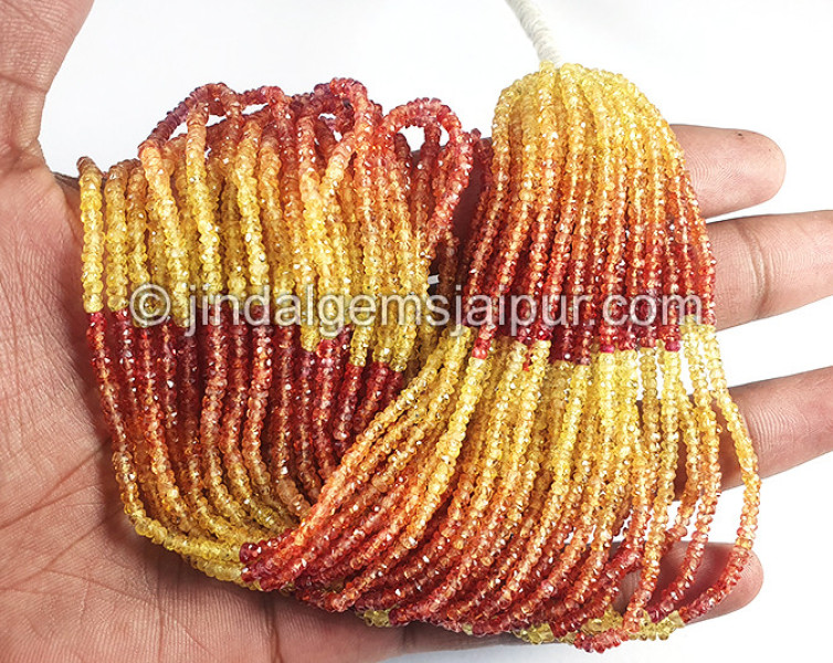 Yellow Sapphire Shaded Faceted Roundelle Shape Beads