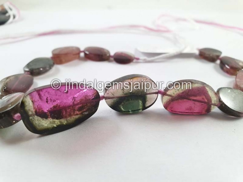 Watermelon Tourmaline Smooth Slices Beads