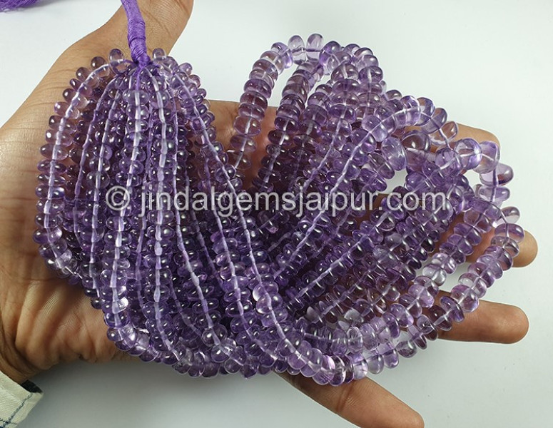 Pink Amethyst Smooth Roundelle Shape Beads