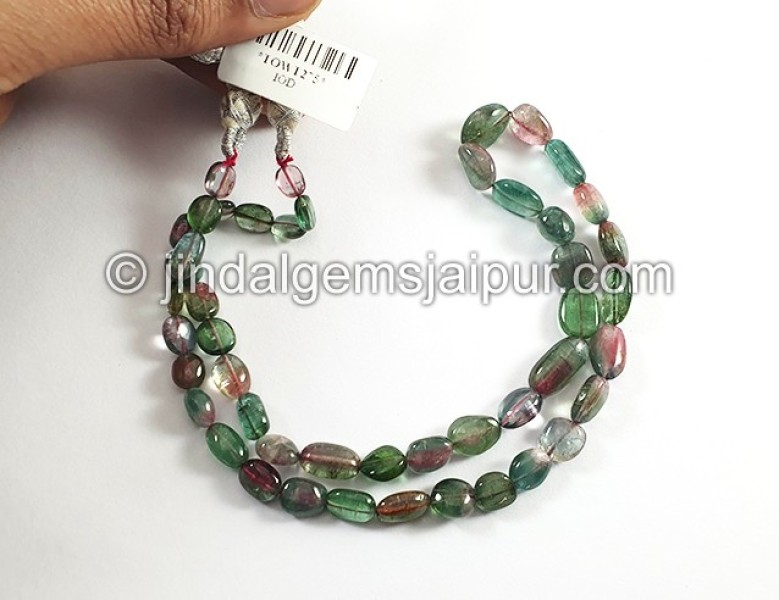 Bi Color Tourmaline Smooth Nuggets Shape Beads